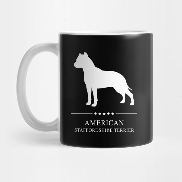 American Staffordshire Terrier Dog White Silhouette by millersye